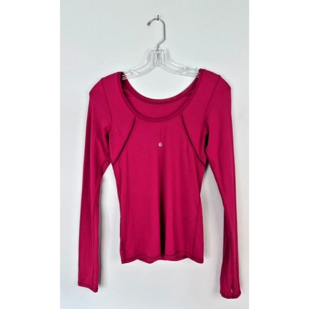 Lululemon Align and Define Long Sleeve Fuschia Berry Rumble Tee S